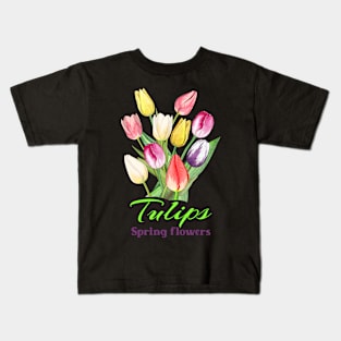 Spring flowers Tulips- Gifts with printed flowers Kids T-Shirt